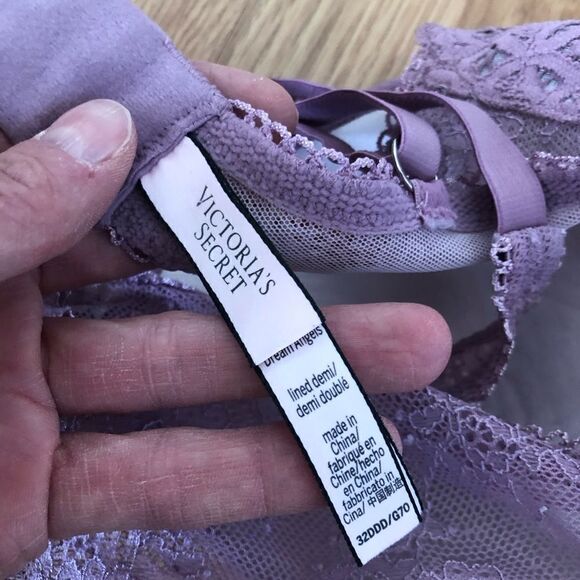 Victoria's Secret Dream Angels Lavender Purple Lace Halter Lined Demi Bra 32DDD - Picture 11 of 12